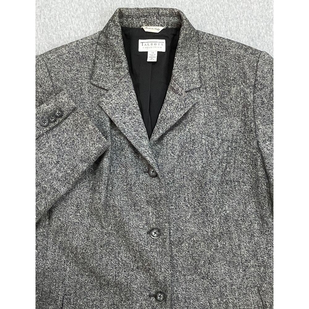Talbots Blazer Women 14 Wool Speckled Blend Stretch Notch Lapel 3-Button Lined